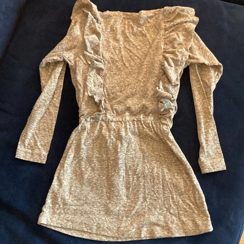 Heather Gray ruffle detail dress with drawstring cinch waist Size 6 - Picture 5 of 5